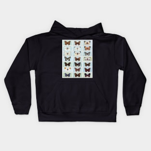 NATURAL HISTORY BUTTERFLIES SPECIMEN BOTANICAL POSTER Kids Hoodie